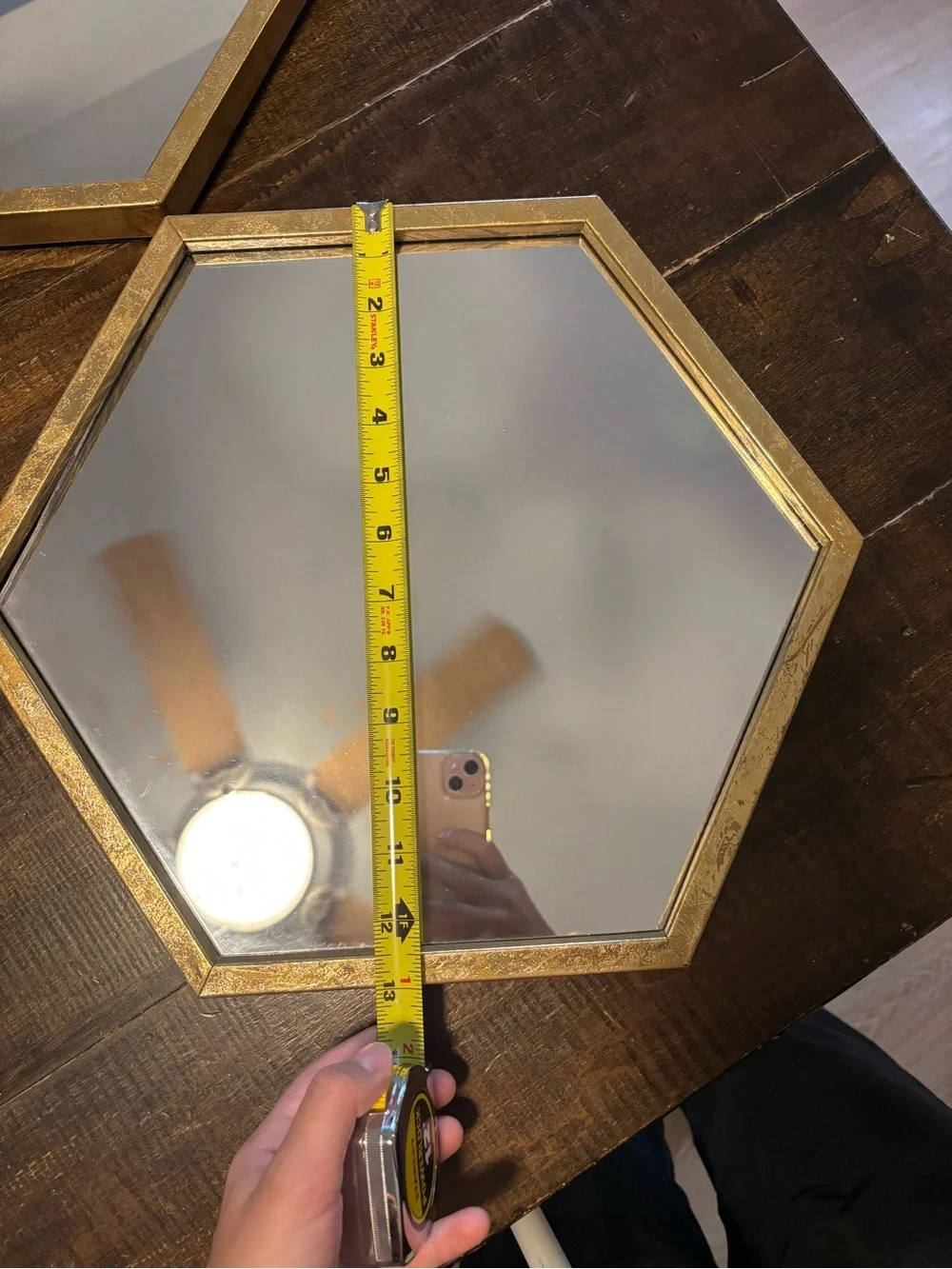 Two Gold Hexagon Wall Mirror - Decorative Home Wall Decor